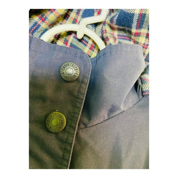 Cabin Creek Womens Hooded Zip Snap Coat Long Jacket Blue Plaid Lining 2X - Picture 5 of 11